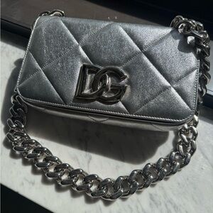 Dolce & Gabbana Metallic Silver Crossbody Bag (Auth card + tags)